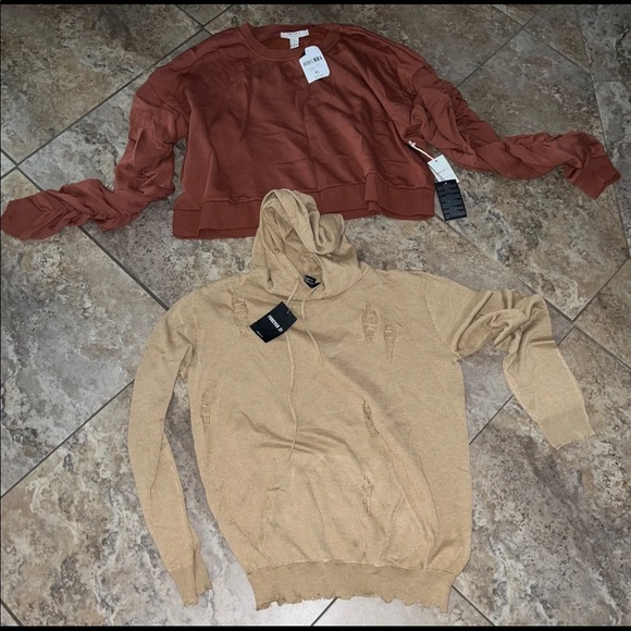Forever 21 Lot of 2 Ruched Sleeve Sweatshirt & hoodie sweatshirt size XL - Picture 2 of 9